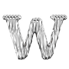 Fluted silver symbol. letter w