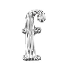 Fluted silver symbol. letter f