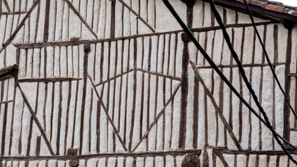 facade background in the wooden village in Mogarraz, Salamanca, Spain