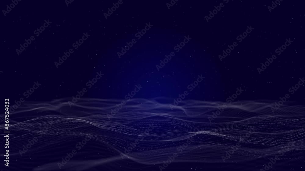 Aufkleber pixels data wave particle wave, big wave flow tech background dots, digital hi-tech concept, 5g high