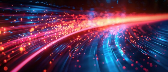 Naklejka premium Abstract Digital Stream of Red and Blue Light