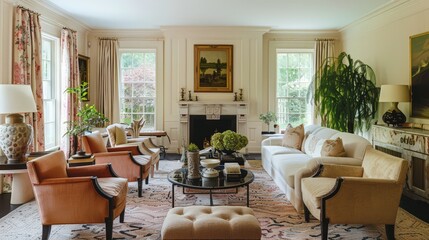 The living room's color palette sets the mood, whether it's calming neutrals or vibrant hues.