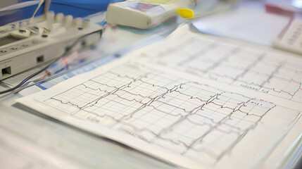 Doctors use EKG recordings to analyze heart rhythm and track the effectiveness of heart disease treatments. They are shown on paper and displayed on a white background.