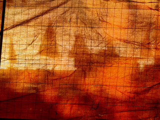 Sunny Glow. Abstract Summer Scenery with Orange Hues, Umbrella, and Lake.