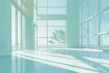 Fototapeta premium Bright and Airy Modern Office Space with Large Windows and Natural Light