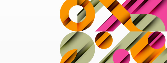 Obraz premium Circle and line geometric background. Round shapes with diagonal lines composition for wallpaper, banner, background or landing