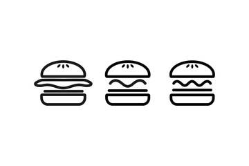 burger icon line art vector set