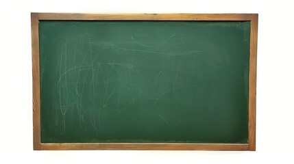 Fototapeta premium Vintage Green School Chalkboard with Wooden Frame. Empty Chalk Board for Educational Purposes. Perfect for Writing and Teaching. Classic and Simple. Ideal for Classrooms and Learning Environment. AI