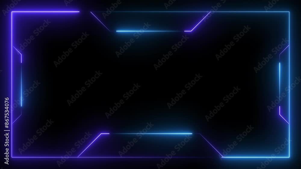 Poster decorative glowing neon frame ,neon effect rectangle frame loop background 4k