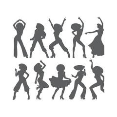Vector silhouette set of dancing children on white background, Silhouette of High Energy Active Kids
