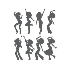 Vector silhouette set of dancing children on white background, Silhouette of High Energy Active Kids
