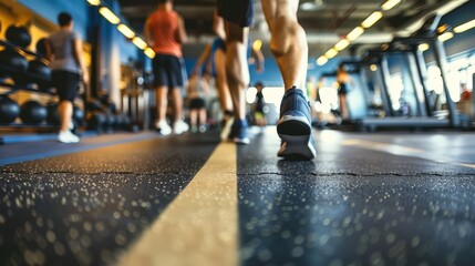 Fototapeta premium Warm-up and cool-down routines in the gym are essential for preventing injuries and aiding recovery.