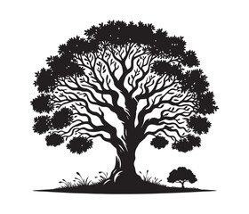 Fototapeta premium tree and christmas tree vector art graphic resources silhourtte vector style, white background