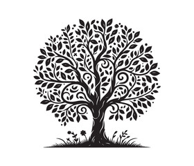 tree and christmas tree vector art graphic resources silhourtte vector style, white background