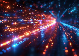 Fototapeta premium Abstract Digital Corridor with Glowing Lights
