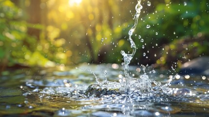 Fototapeta premium Water, the essence of life, flows through our bodies and the environment, sustaining all living things with its vital presence.