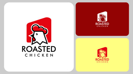 Roasted chicken steak restaurant logo design inspiration template