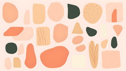 Abstract Shapes and Textures in peach fuzz Tones. Artistic Background