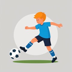 Obraz premium Flat color illustration of a young soccer player wearing colorful outfit.