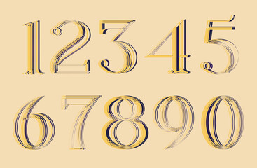 elegant line font, numbers font