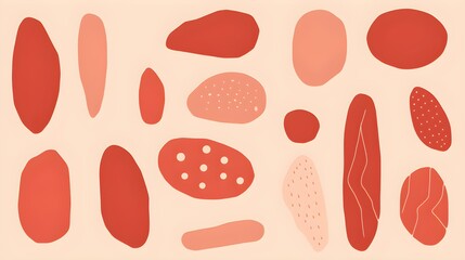 Abstract Shapes and Textures in red Tones. Artistic Background