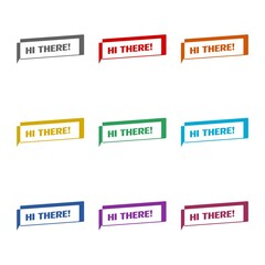 Hi there icon isolated on white background. Set icons colorful