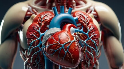 Artificial plastic model of human heart standing again