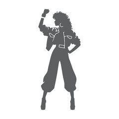 Fototapeta premium Soul Party Time. Dancers of soul silhouette funk or disco. People in 1980s, eighties style clothes dancing disco, funk, soul and disco music - 60s, 70s style