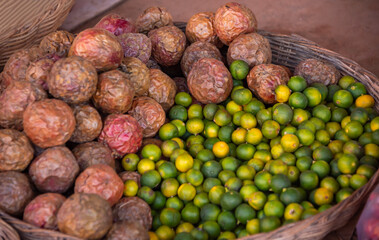 Exotic fruits on local street market in Cambodia