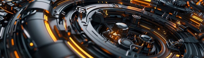 Fototapeta premium Abstract machinery parts intertwined, abstract industrial background, concept of mechanical complexity