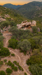 Rocky mountains with vegetation in Sardinia called 