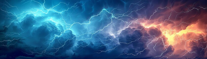 Abstract stormy skies with lightning arcs, abstract nature background, concept of natural power