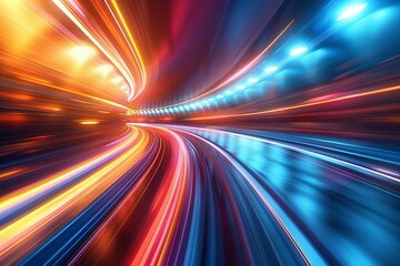 Blurred motion effects with bright streaks, abstract background, concept of speed and dynamism