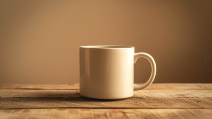 Creamy White Mug on Rustic Table