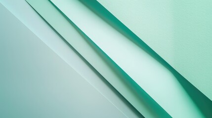 Obraz premium Abstract geometric paper background with pale blue mint trend colors for fashion mock up with flat lay and top view space
