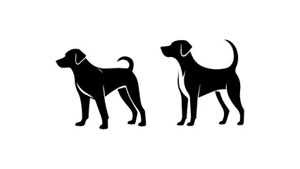 dog silhouette vector, simple dog standing silhouette/shape illustration