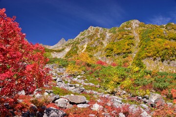 秋・紅葉の氷河公園 槍ヶ岳