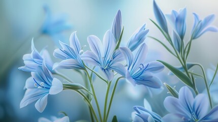 Soft Focus Blue Flowers in Blurred Background