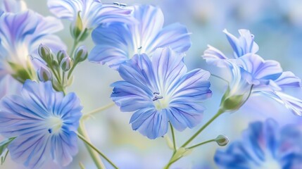 Soft Focus Blue Flowers in Blurred Background