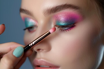 Closeup Of Woman With Colorful Eyeshadow