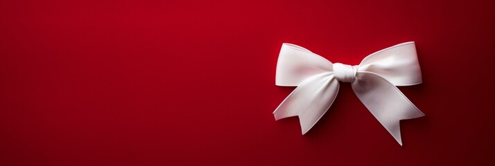 a white bow isolated on a red background