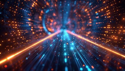 Fototapeta premium Abstract Futuristic Glow with Orange and Blue Lines