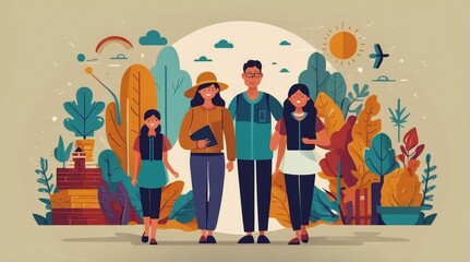 Obraz premium Global day of parents flat illustration