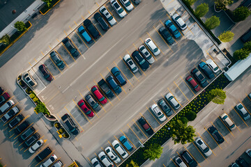 Aerial View of Crowded Parking Lot