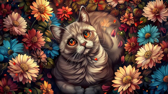 Vibrant Petals Reflect Joy of British Shorthair Day Outplayed