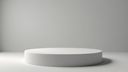 Empty white podium with white background for product presentation. Empty product placement isolated on white background.