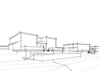 house building sketch architecture 3d illustration