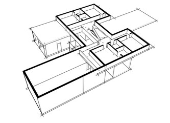 house building sketch architecture 3d illustration