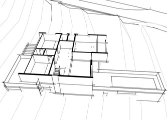 house building sketch architecture 3d illustration