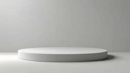 Empty white podium with white background for product presentation. Empty product placement isolated on white background.